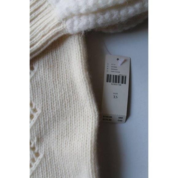 Anthropologie Elizabeth Pointelle Wool Sweater Ivory Size XS Knit Alpaca - Picture 7 of 7